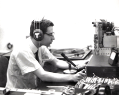 Henry Fogel at the controls at WONO, 1963 or 1964, Syracuse, NY.
